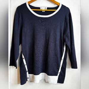 Christopher & Banks Navy and White Knit Top